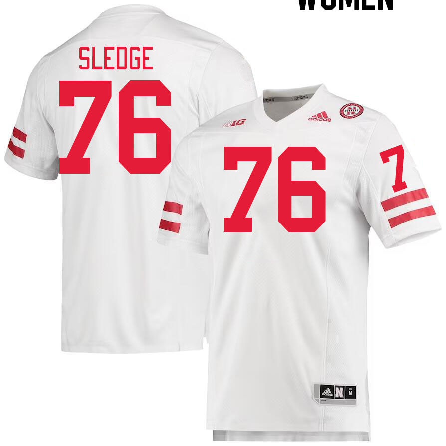Women #76 Sam Sledge Nebraska Cornhuskers College Football Jerseys Stitched Sale-White